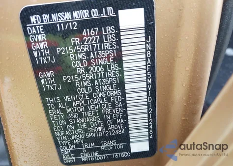 2013 Nissan Juke S/Sv/Sl z USA, uszkodzony, nr VIN JN8AF5MV1DT212484